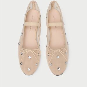 Loeffler Randall Nude Crystal-Studded Mary Jane Flats
